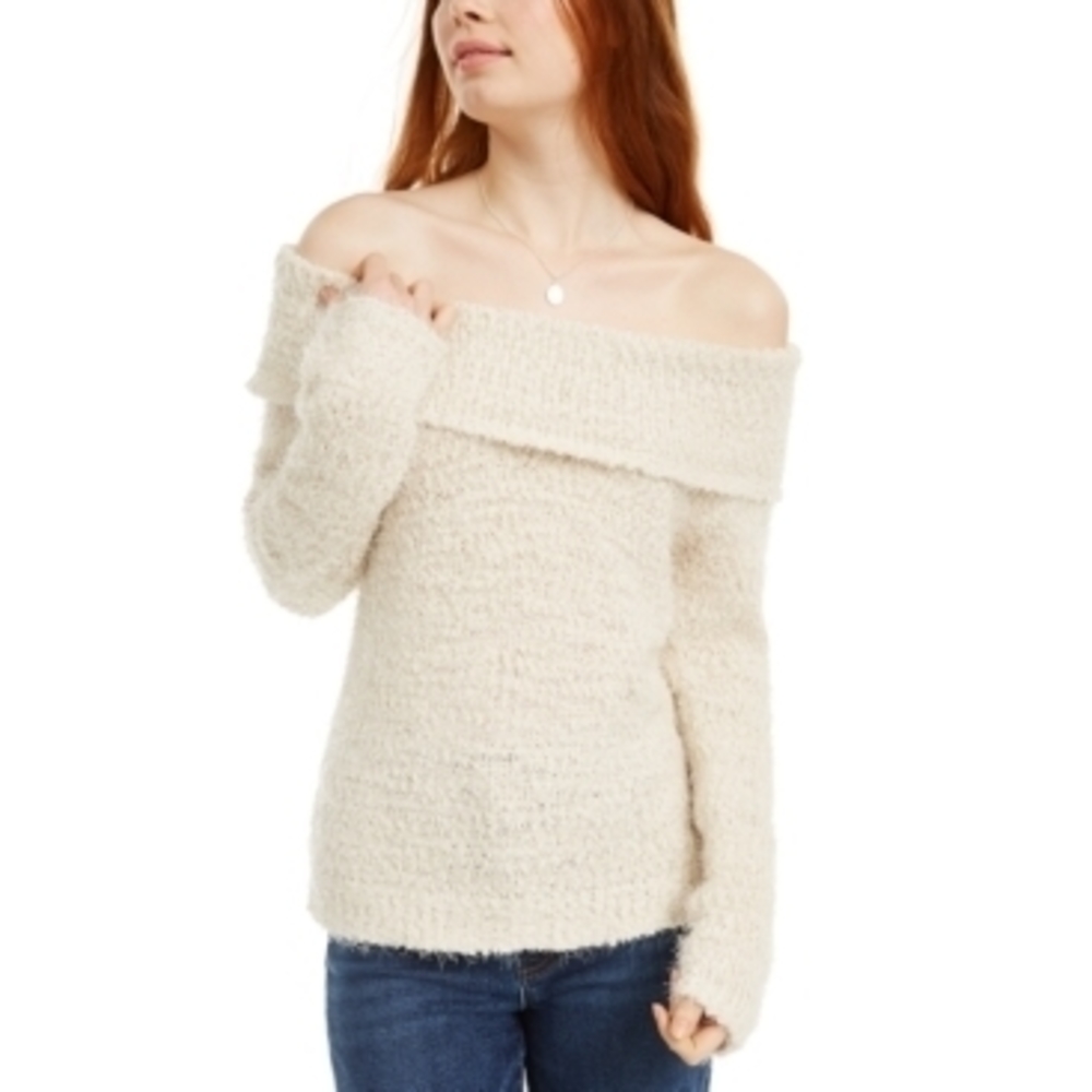 Freshman Forever Beige Off-Shoulder Blouse XS
